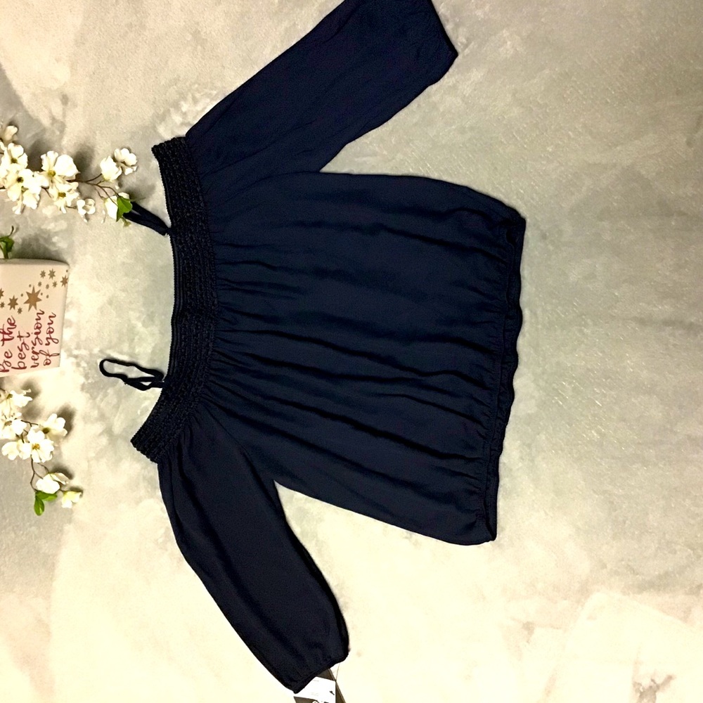 Navy blue off shoulder top